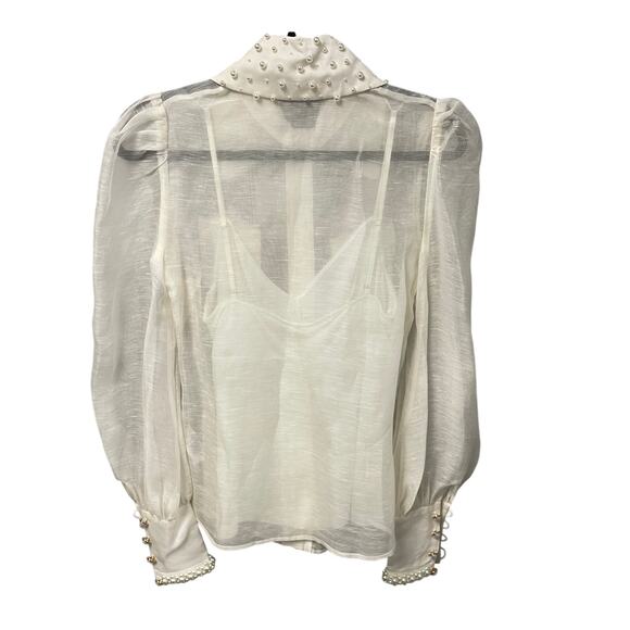 NWT Zimmermann High Tide Pearl Shirt Ivory Long Sleeve Button Up AU 0 / US 4 - Picture 11 of 11